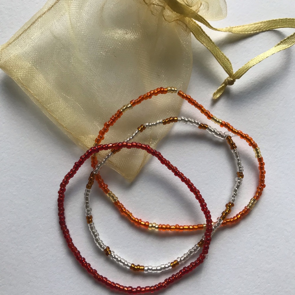 homemade 3 piece seed bead bracelet set